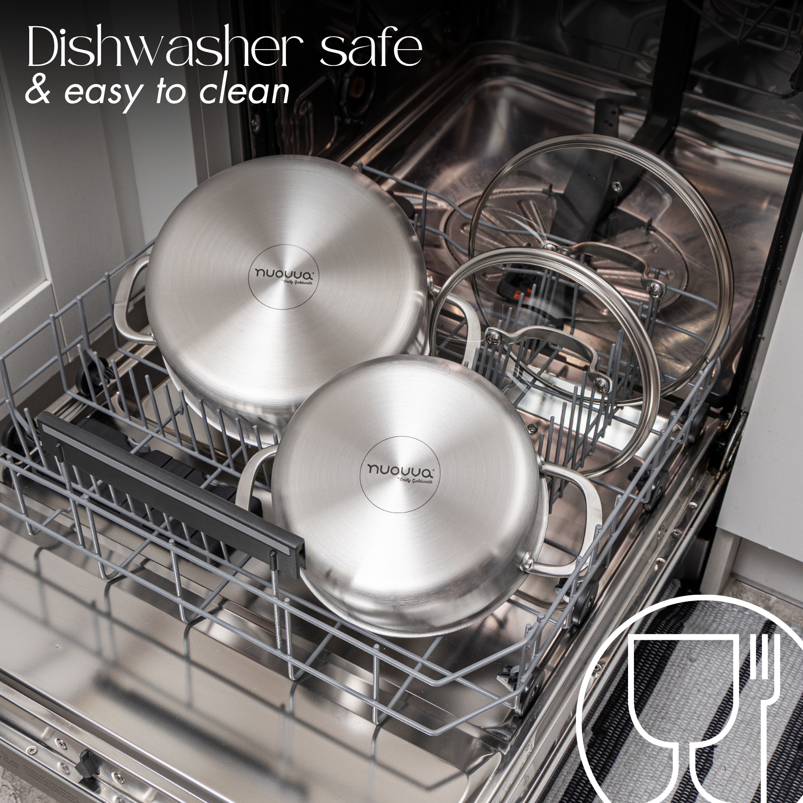 Stainless steel casserole pots are dishwasher safe and easy to clean. 