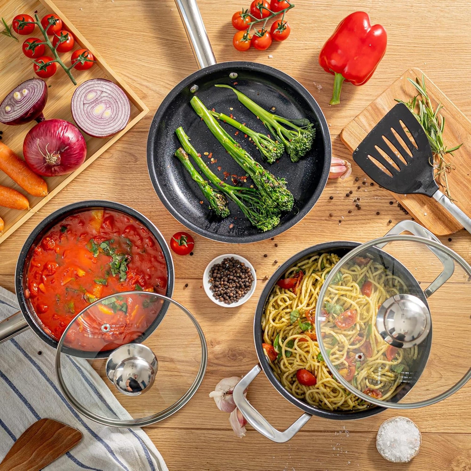 5-Piece Non-Stick Cookware Set Induction Compatible- Copper