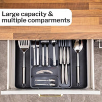 Nuovva adjustable cutlery drawer organizer with large capacity & multiple compartments 