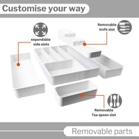 Keep your kitchen organized with the drawer organizer - comes with expandable options an removable slots.