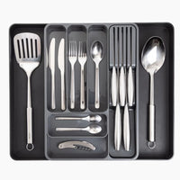 Nuovva adjustable cutlery drawer for organized kitchen drawers.