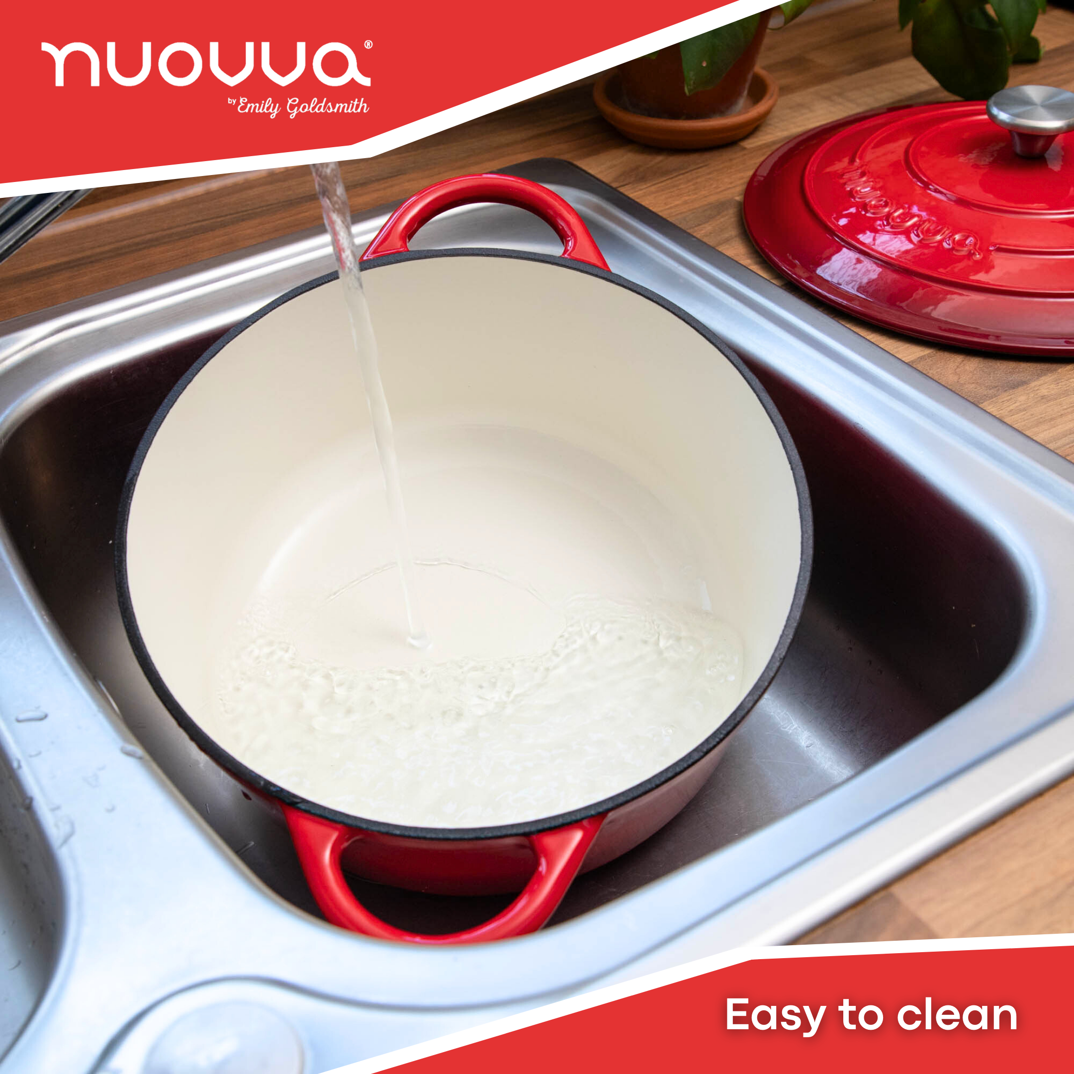 nuovva easy to clean cast iron Dutch oven with lid 