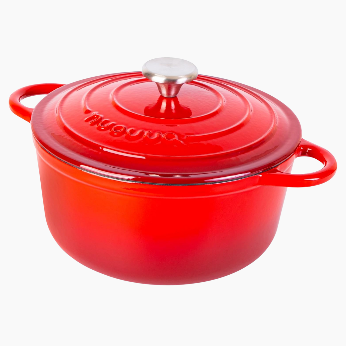Nuovva cast iron Dutch oven casserole pot with lid and silver knob