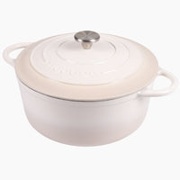 Nuovva cream cast iron Dutch oven casserole pot with lid and metal knob