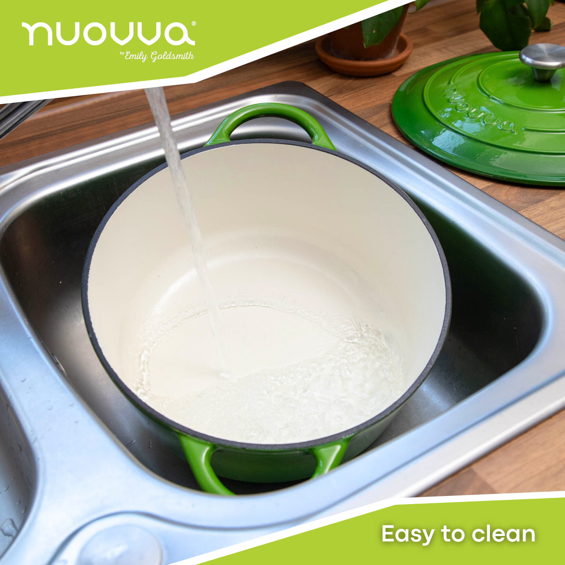 Nuovva cast iron Dutch oven with lid - casserole pot is easy to clean