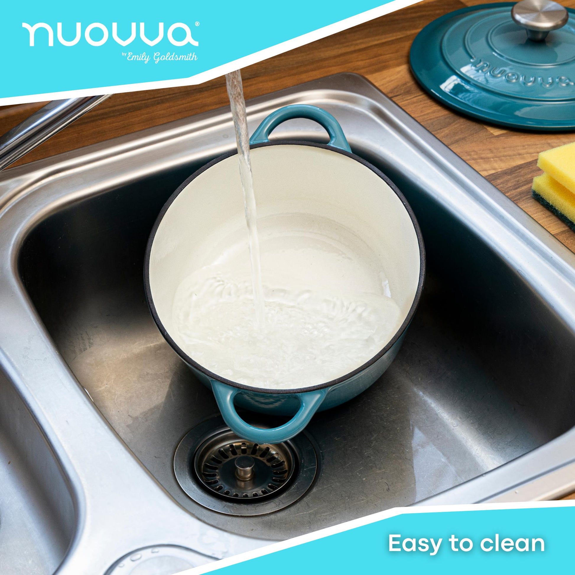 nuovva light blue easy to clean cast iron Dutch oven with lid