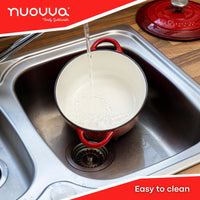 Nuovva easy to clean casserole pot with lid and white interior 