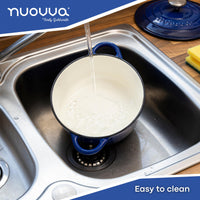 nuovva easy to clean dark blue Dutch oven with lid