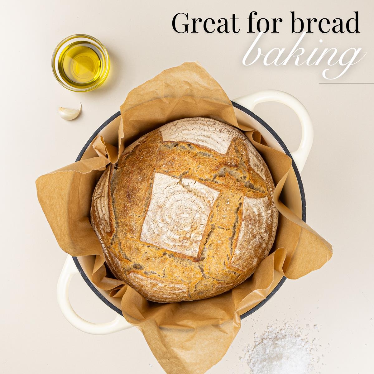 Nuovva cream csat iron casserole pot is great for bread baking