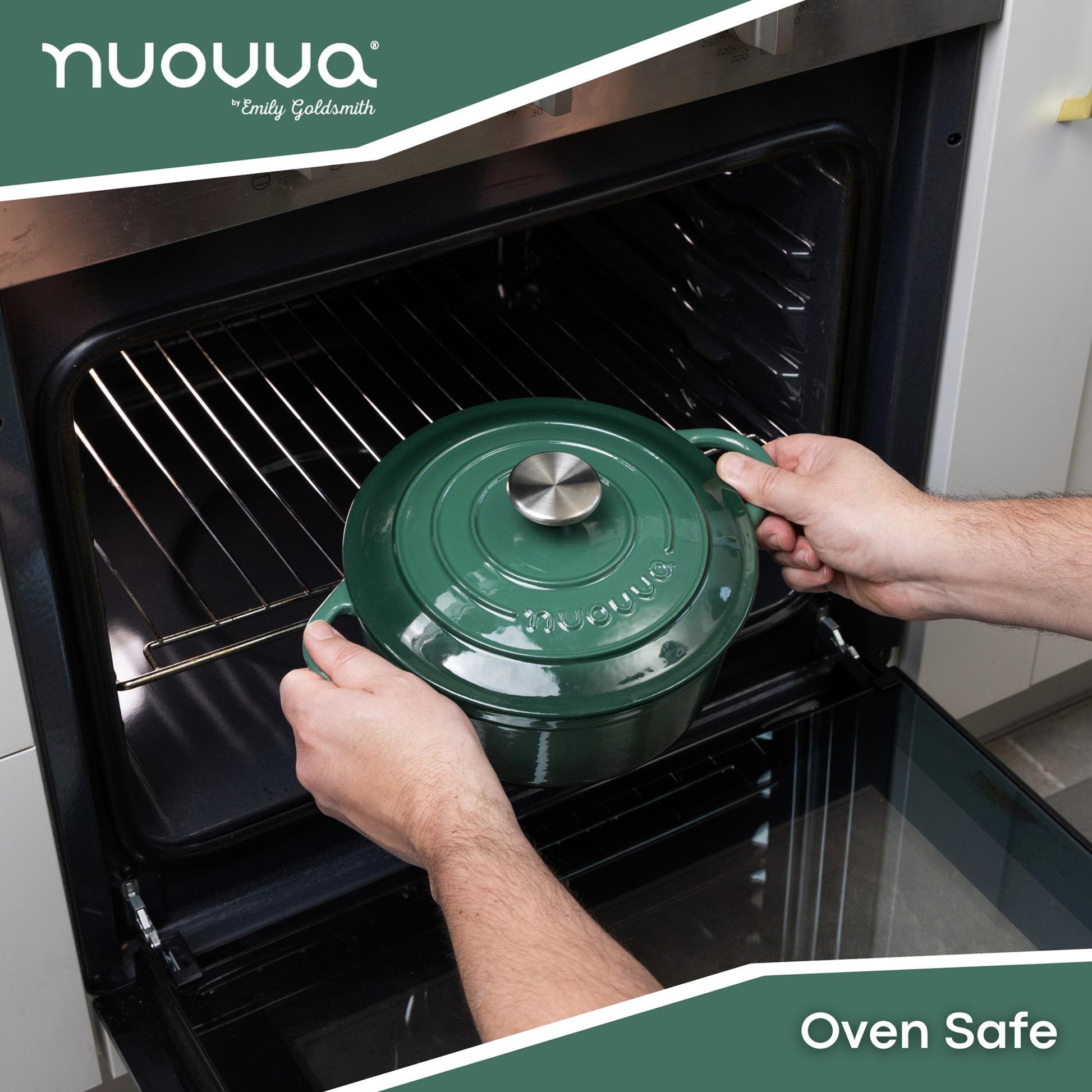 nuovva dark green oven safe casserole pot with lid 