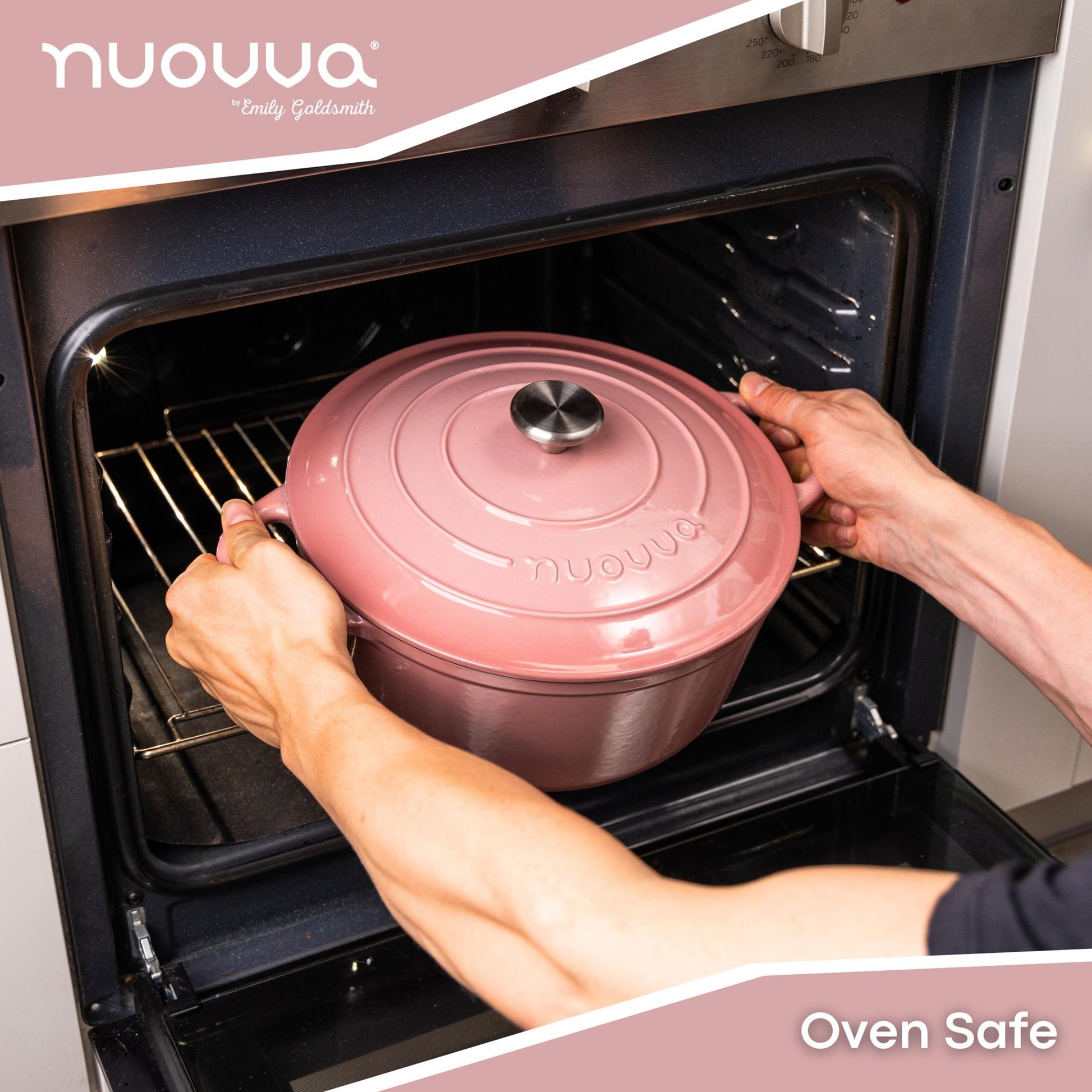 Nuovva pastel pink oven safe cookware with lid