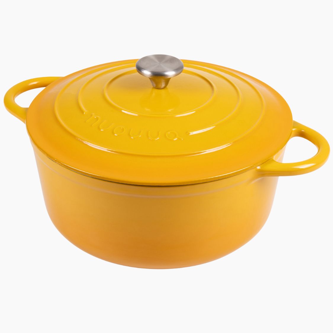 Nuovva cast iron Dutch oven with lid in vibrant yellow shade