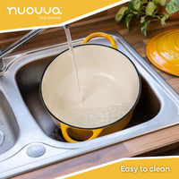 nuovva easy to clean cookware in vibrant yellow shade. 