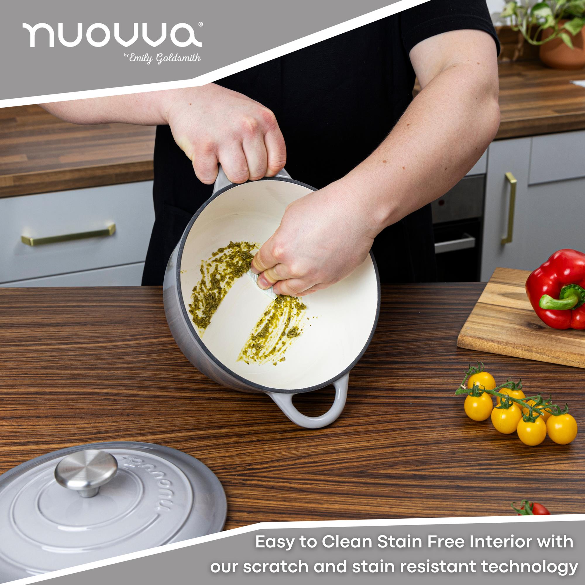 Nuovva easy to clean Dutch oven with scratch and stain resistant technology 