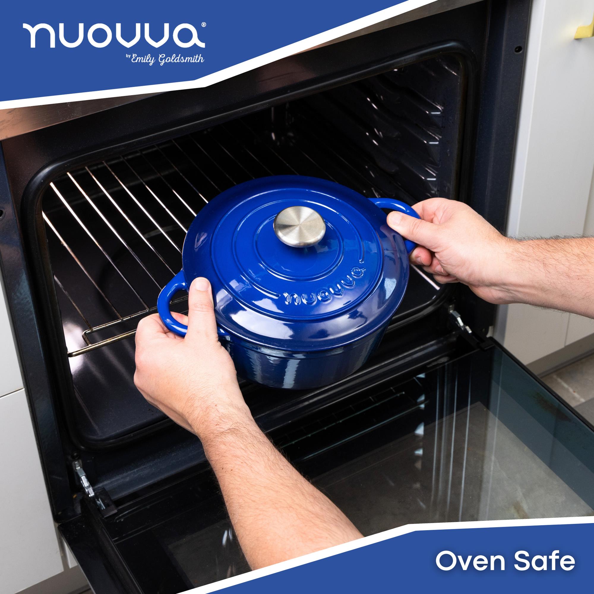 Nuovva dark blue oven safe cookware with lid