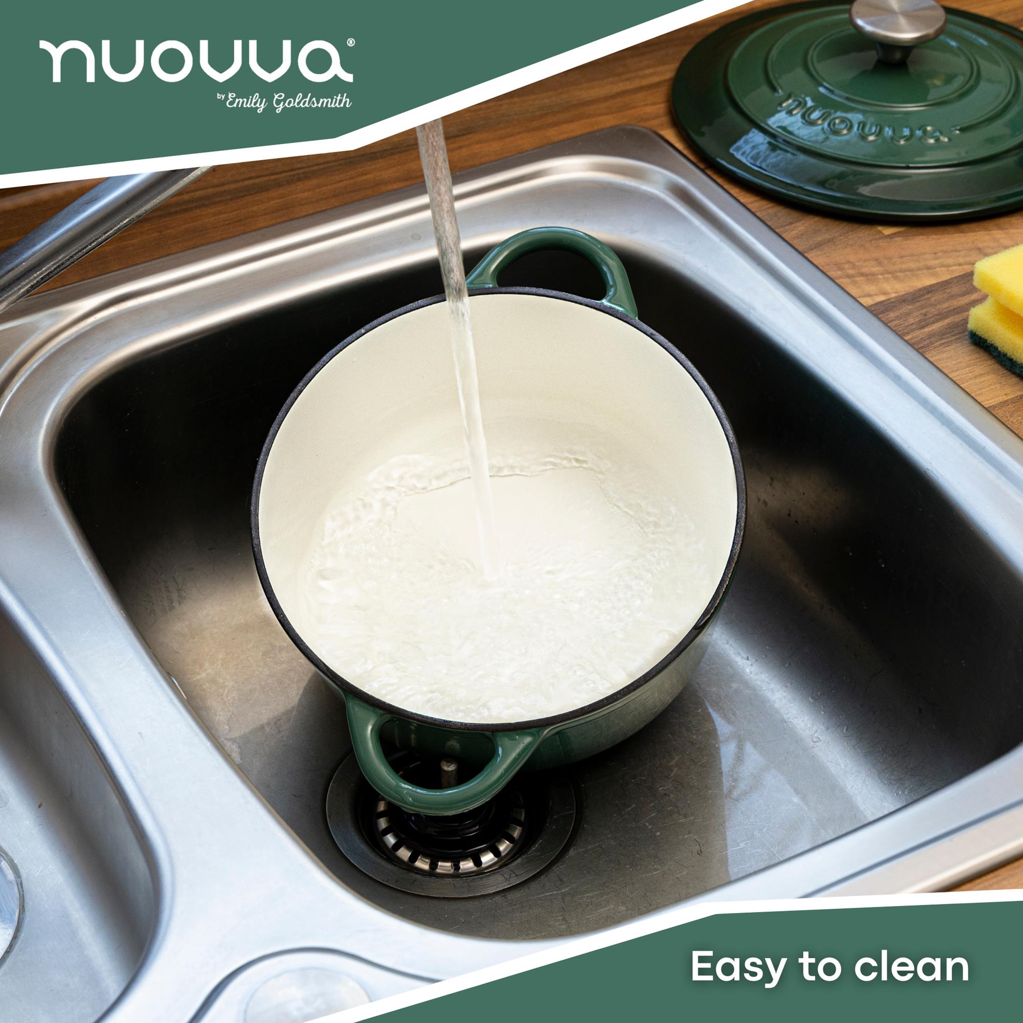 nuovva dark green easy to clean Dutch oven with lid