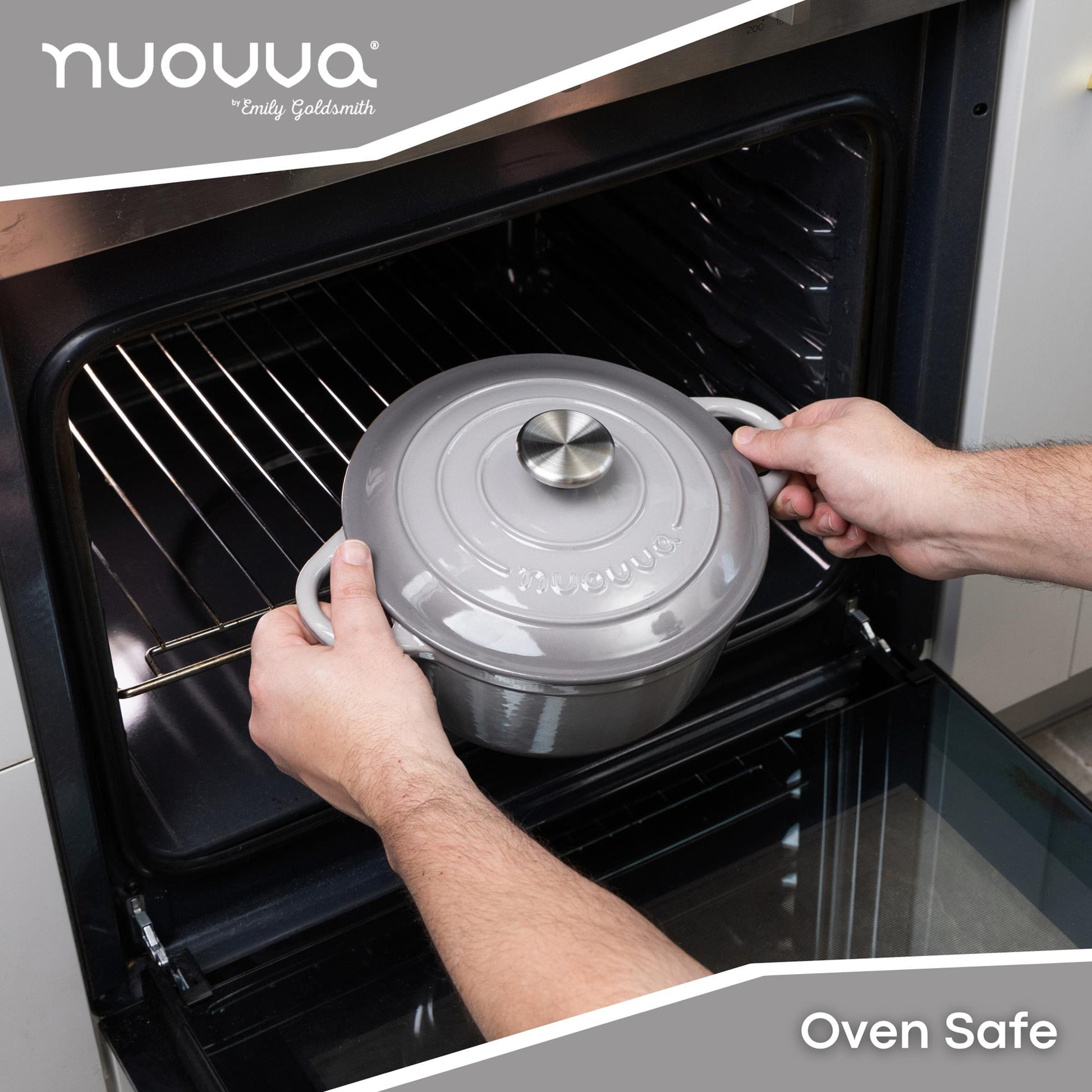 nuovva cast iron oven safe Dutch oven with lid. 