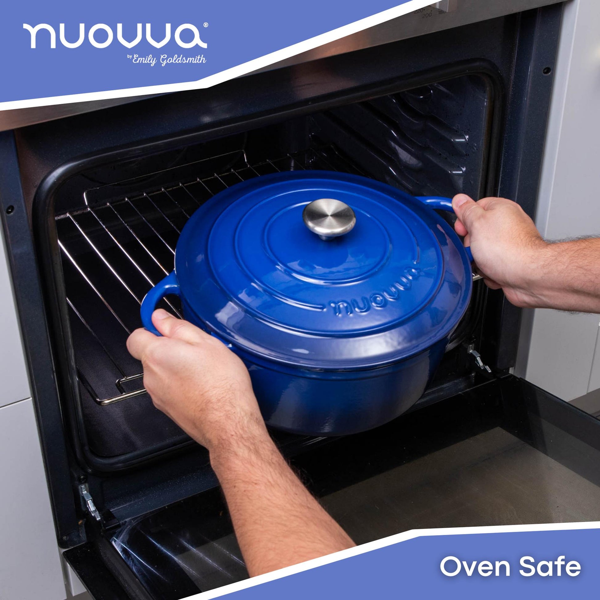 Nuovva oven safe Dutch oven with lid and easy grip handles