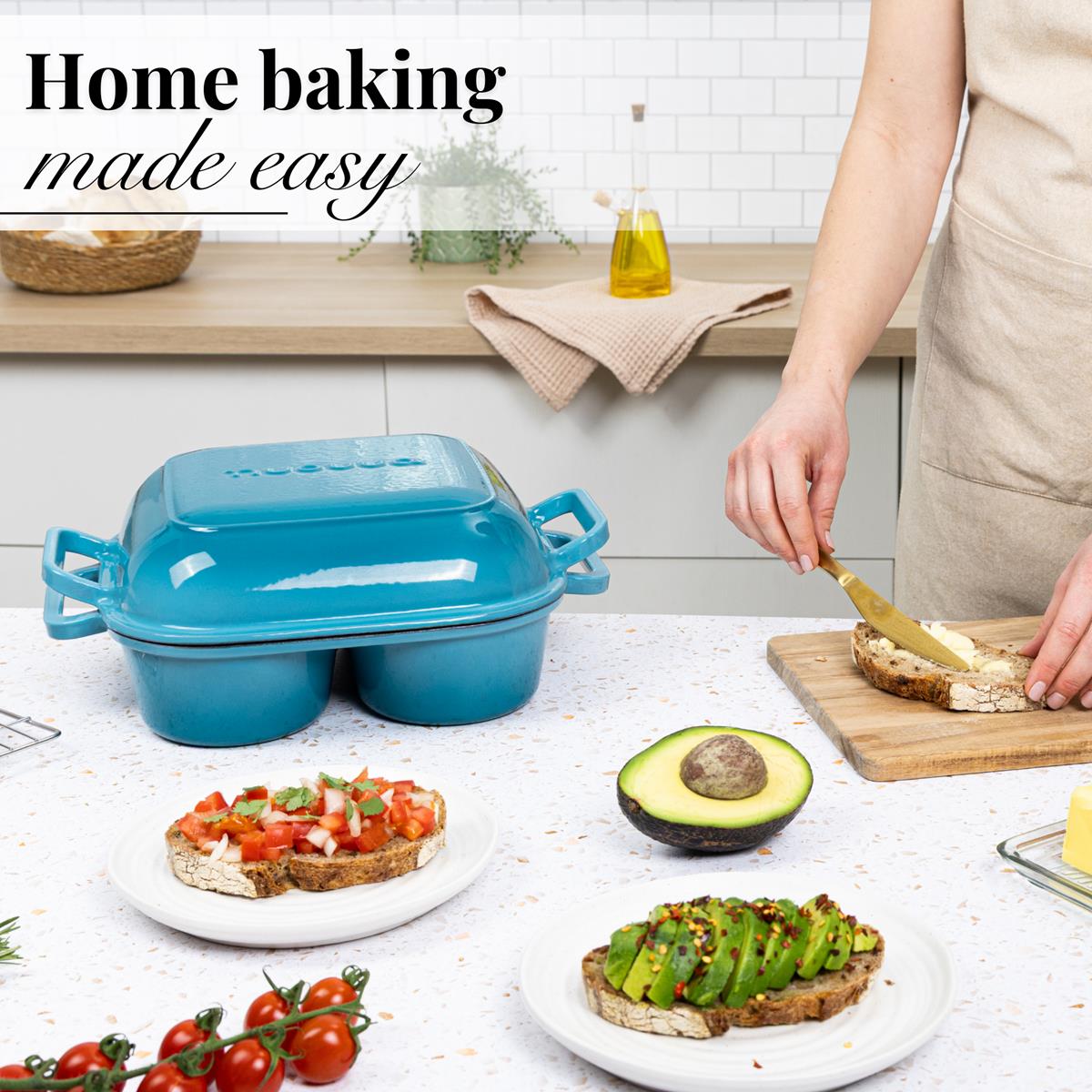 Home baking made easy with the nuovva cast iron bread loaf pan with lid
