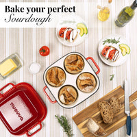Bake your perfect sourdough with the cast iron bread loaf pan with 4 compartments for easy home baking