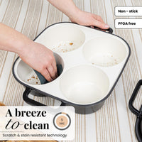Easy to clean cast iron cookware with scratch and stain resistant technology