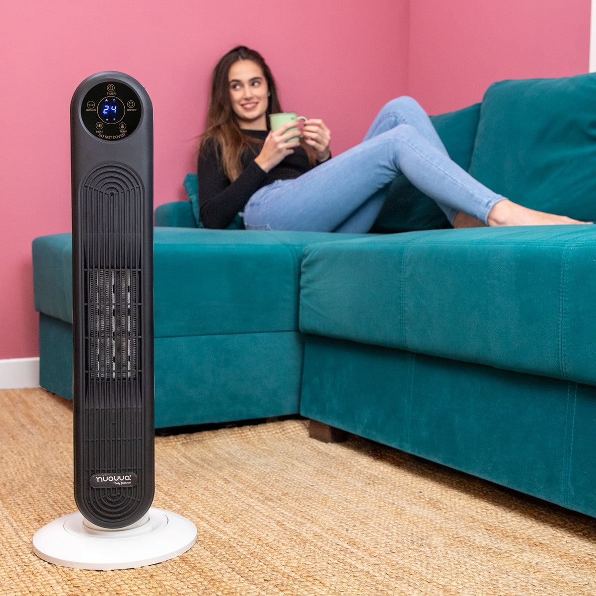 nuovva portable tower heater with touch screen and remote control 
