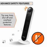 Nuovva tower heater with advance safety features including tip-over and overheat functions
