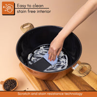 Easy to clean copper stockpot with a stain free interior - scratch and stain resistant technology