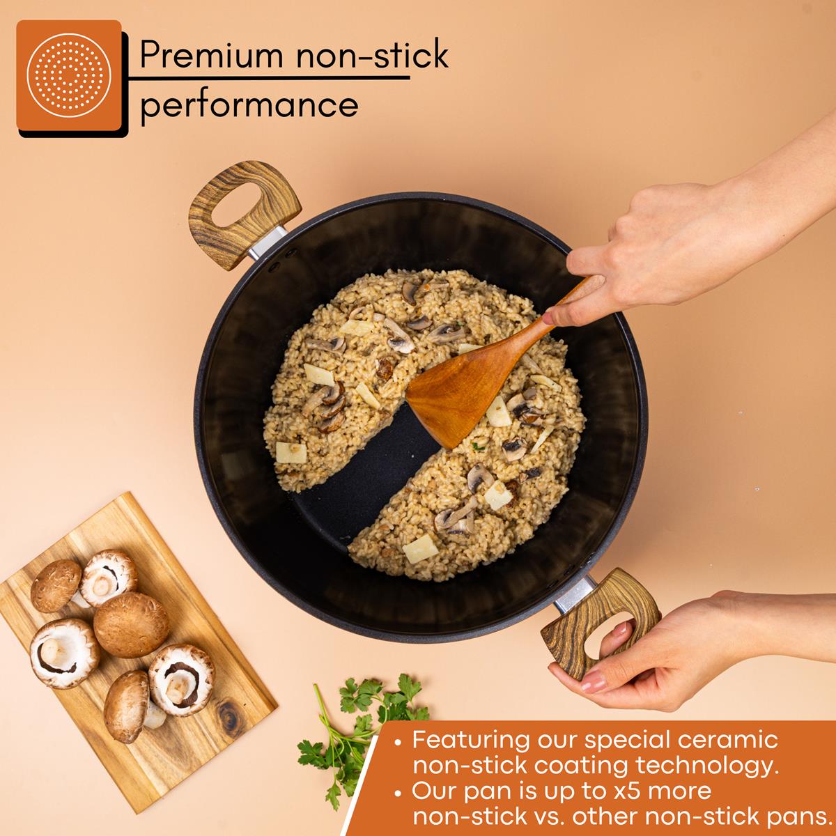 Copper stockpot with ceramic  coating technology for non-stick performance 