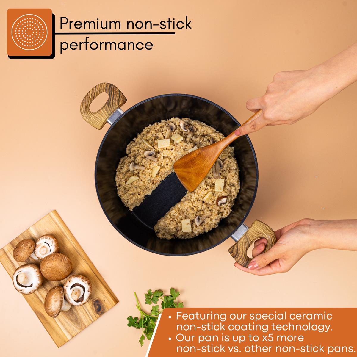 Copper stockpot with ceramic coating for premium non-stick performance 