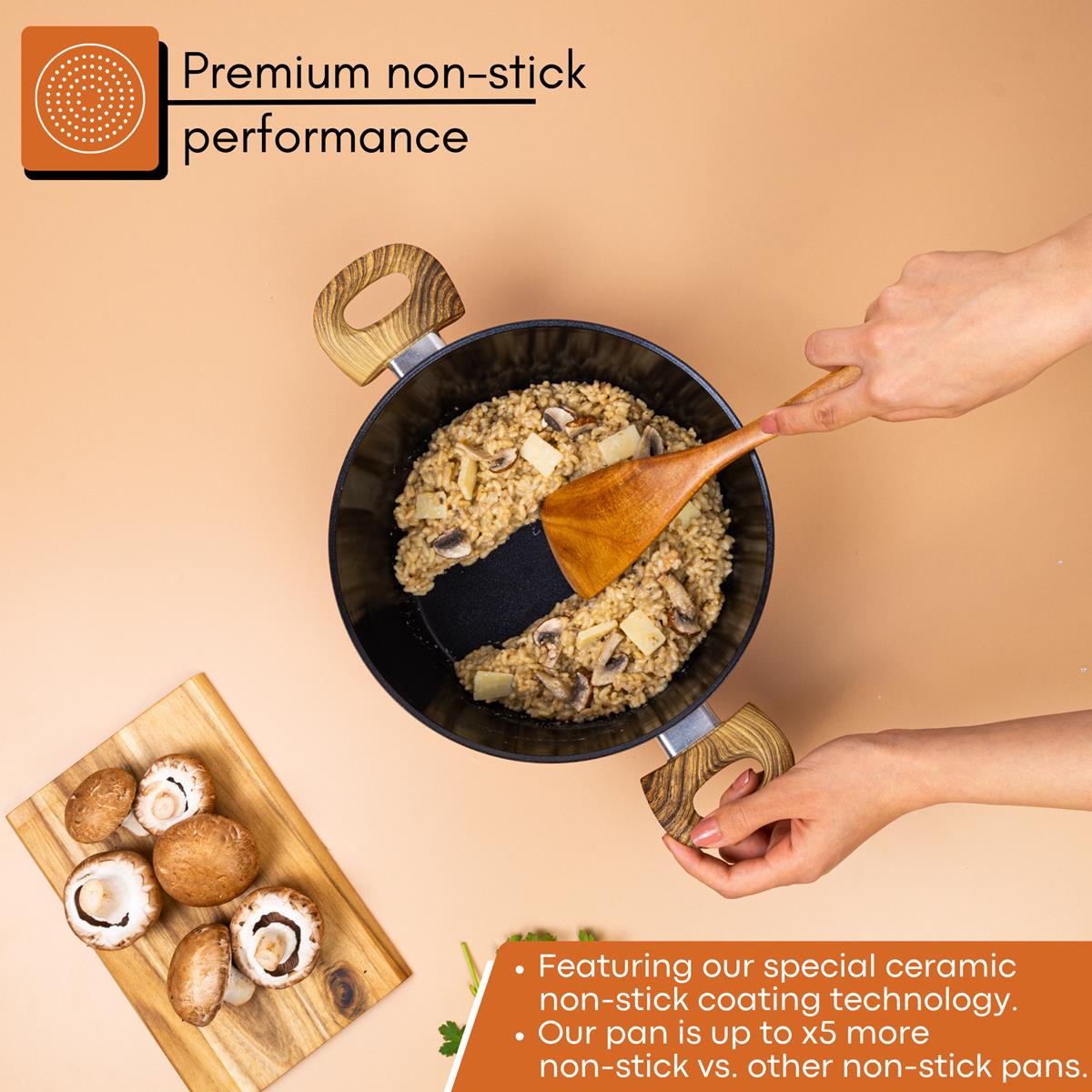 Copper stockpot with ceramic coating technology for premium non-stick performance 