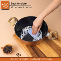 Easy to clean copper cooking pot with scratch and stain resistant technology 