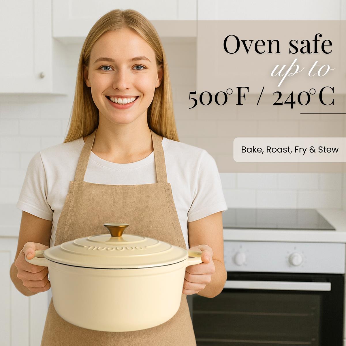 Nuovva oven safe cookware for baking, roasting, frying and stewing. 
