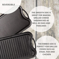 Reversible griddle plate with ribbed side and smooth surface