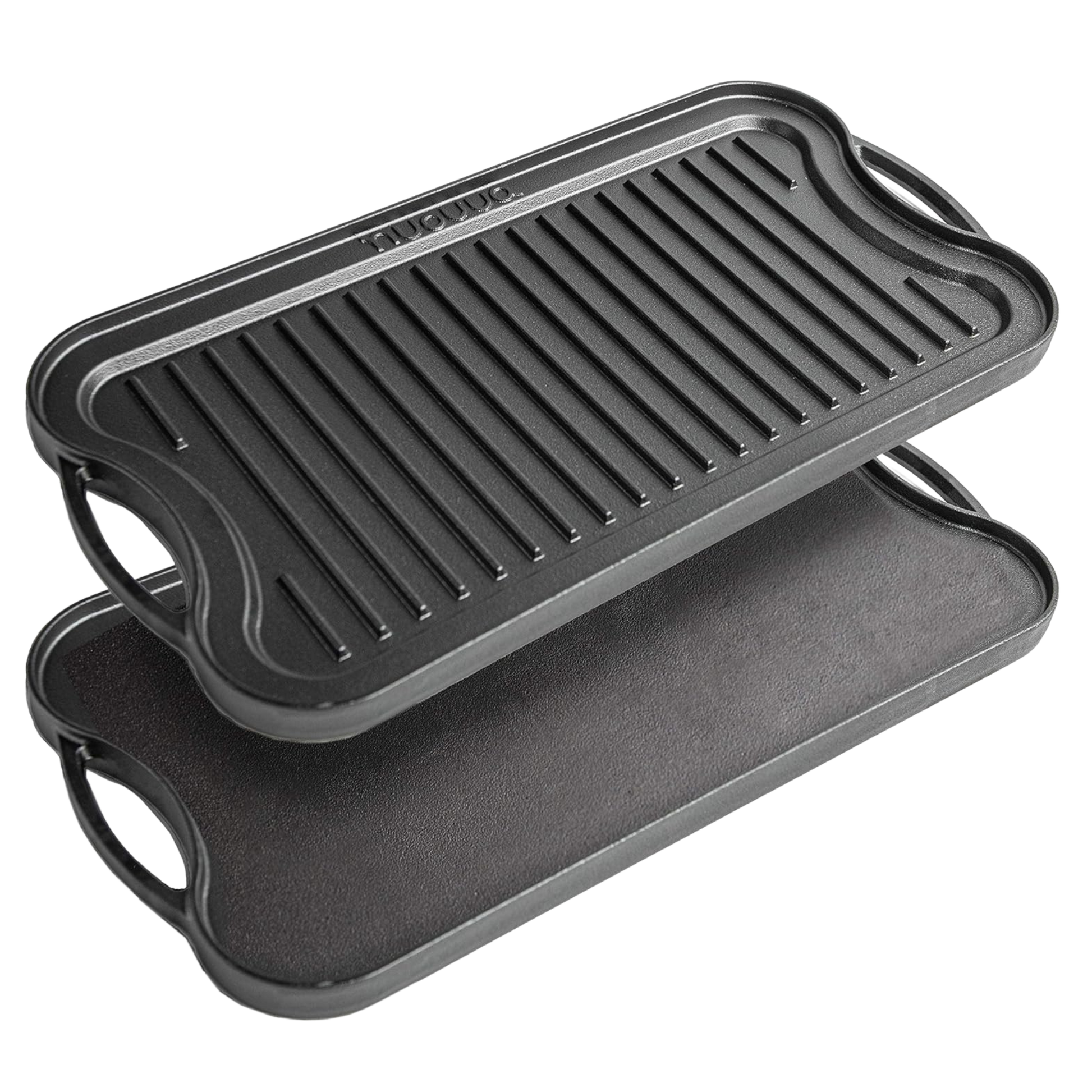 Nuovva double sided cast iron griddle pan 