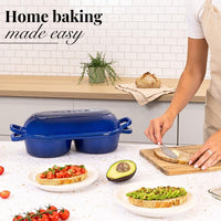 Home baking made easy with nuovva cast iron double bread loaf pan with lid