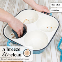 Easy to clean cast iron cookware with stain & scratch resistant technology
