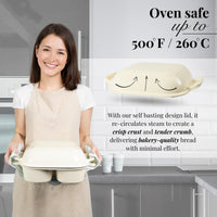 Oven-safe cookware for crisp, tender bakery quality bread at home
