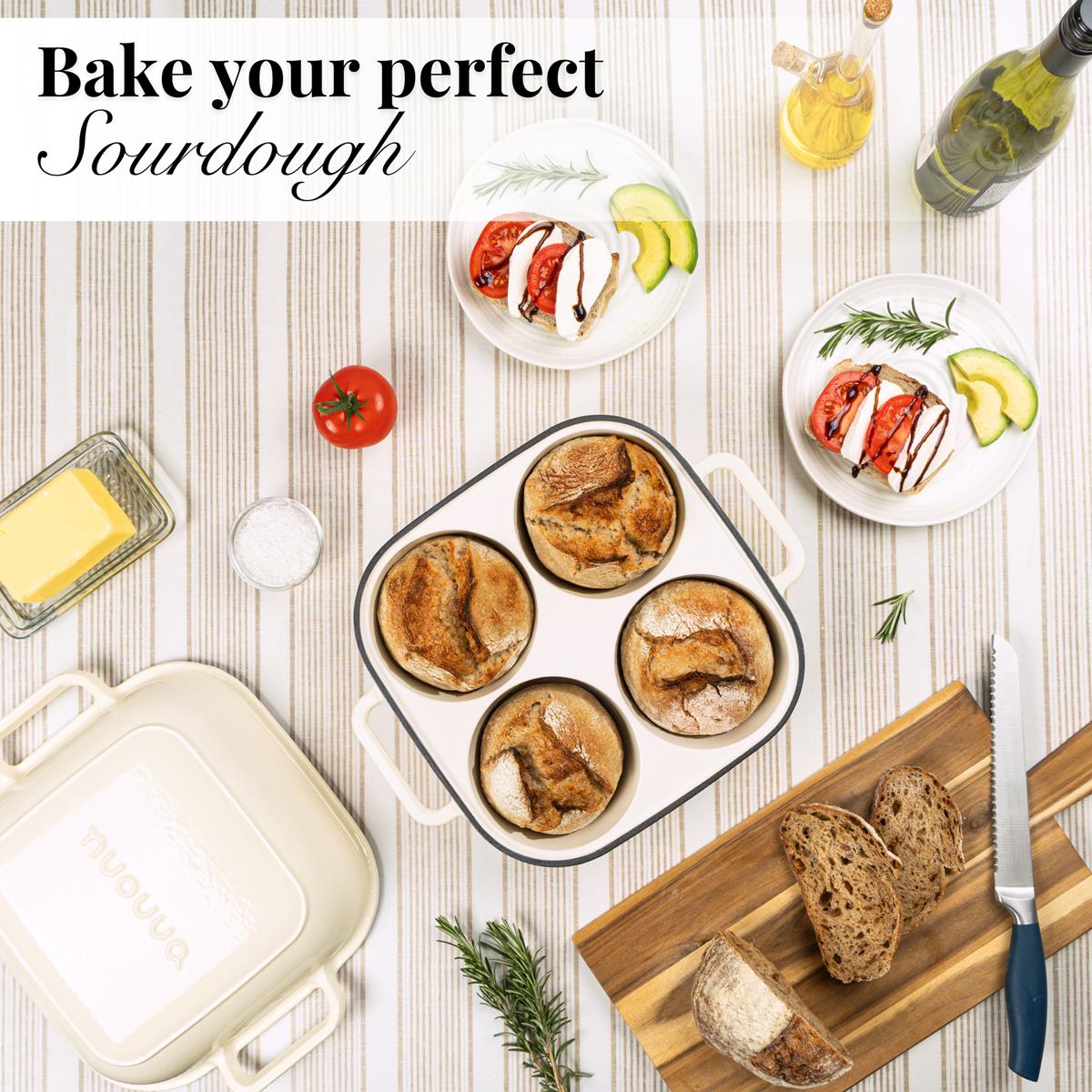 Bake your perfect sourdough with the nuovva cast iron quad pro bread baking dish