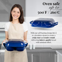 Oven safe cast iron Dutch oven with self basting lid for home baked bread at home at home