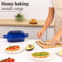 Home baking made easy with nuovva cast iron loaf pan with lid. 