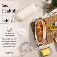 Bake safely with nuovva PFOA free enemal coating for healthy home baking with cast iron.
