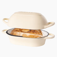 Cream cast iron bread loaf pan for perfect home baked bread