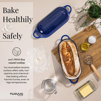 Healthy cooking with cast iron bread pan - ceramic non-stick surface for home baking. 