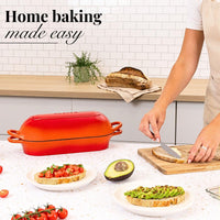 Cast iron bread loaf pan with lid makes home baking easy
