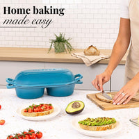 Home baking made easy with the nuovva light blue cast iron bread loaf pan