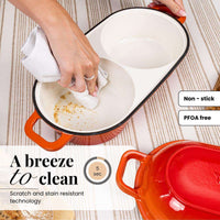 Nuovva easy to clean cast iron bread loaf pan with scratch and stain resistant technology. 