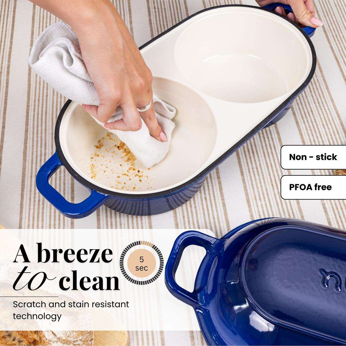 Nuovva easy to clean bread loaf pan with scratch and stain resistant technology. 