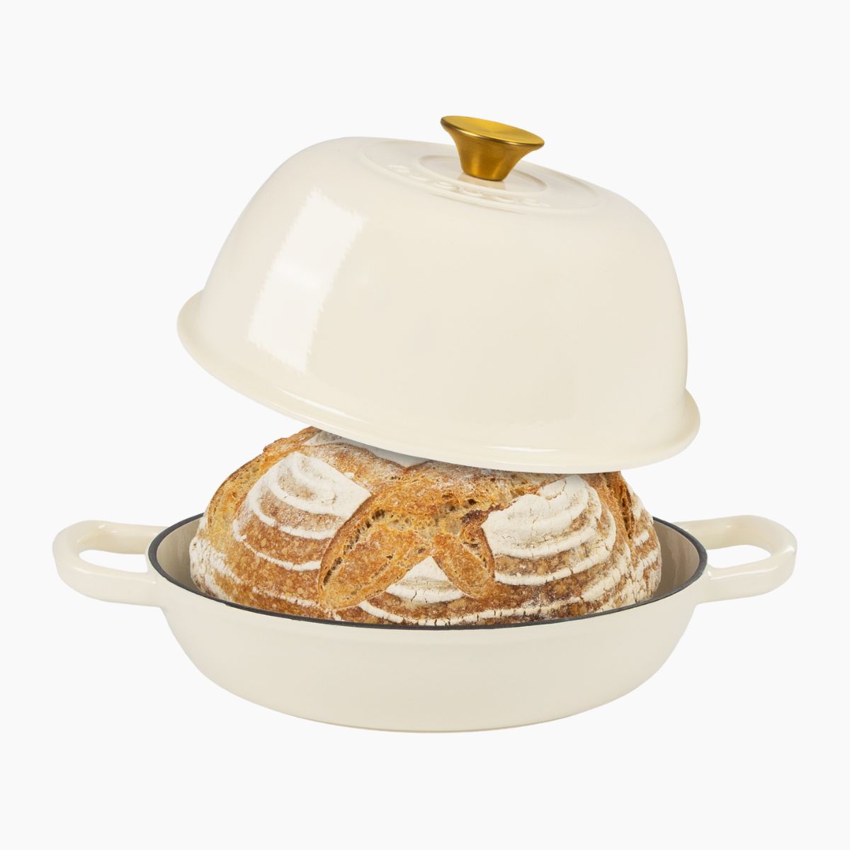 Cream dome cast iron bread pot with lid - Dutch oven