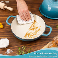 Hassle free cleaning with nuovva cast iron bread pan with scratch and stain resistant technology 
